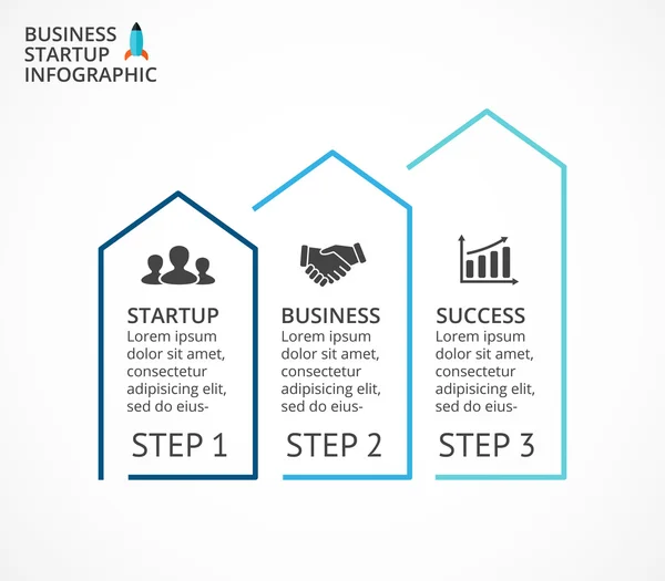 Panah vektor linear infografis, diagram grafik, presentasi grafik. Konsep bisnis dengan 3 pilihan, bagian, langkah, proses . - Stok Vektor