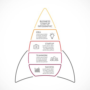 Vektör Lineer roket Infographic, diyagram grafik, grafik sunum. İş başlangıç kavramı ile 4 seçenekleri, parçalar, adımları, işler.