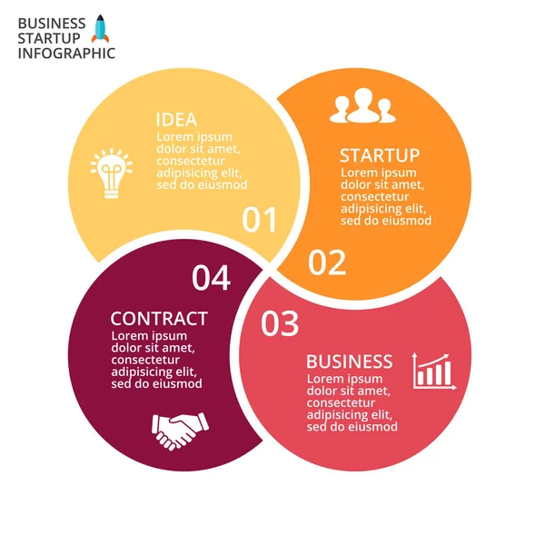 Infographie de flèches de cercle vectoriel, diagramme de cycle, graphique, diagramme de présentation. Concept d'entreprise avec 4 options, pièces, étapes, processus . — Image vectorielle