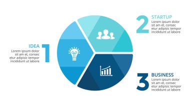 Daire okları Infographic vektör, döngüsü diyagramı, grafik, sunu grafik. İş kavramı ile 3 seçenekleri, parçalar, adımları, işler.