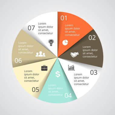 Daire okları Infographic vektör, döngüsü diyagramı, grafik, sunu grafik. İş kavramı ile seçenekleri, parçalar, adımları, işler.