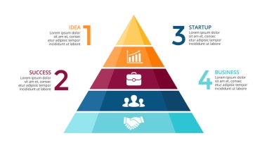 Vektör piramit kadar okları Infographic, diyagram grafik, üçgen grafik sunum. İş zaman çizelgesi kavramı ile 4 seçenekleri, parçalar, adımları, işler.