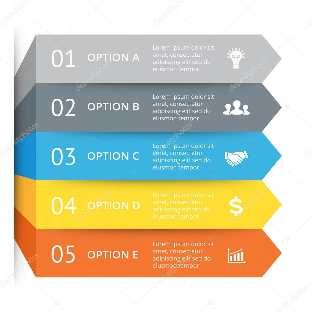 Vector arrows infographic, diagram chart, graph presentation. Business concept with 5 options, parts, steps, processes.