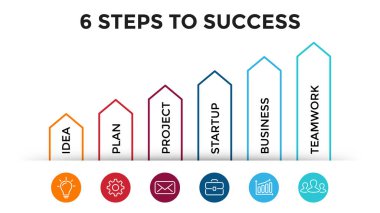 Vektör okları Infographic, diyagram grafik, grafik sunum şablonu. İş kavramı ile 6 seçenekleri, parçalar, adımları, işler.