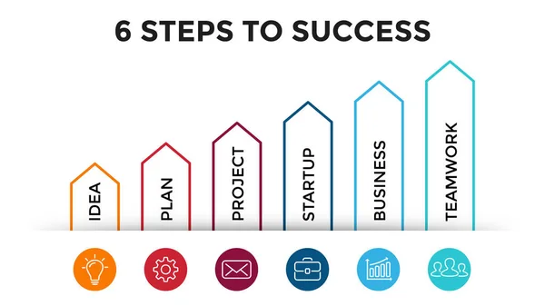 Frecce vettoriali infografiche, diagramma grafico, modello di presentazione grafico. Concetto aziendale con 6 opzioni, parti, fasi, processi . — Vettoriale Stock