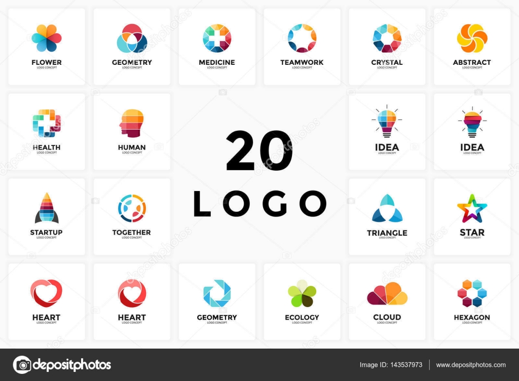 Download Logo Circle Creative Sign Symbol Design Geometric Element Light Bulb Idea Medical Health Plus Heart Love Startup Rocket Star Teamwork Together Brain Head Ecology Nature Flower Leaves Cloud Vector Image By C
