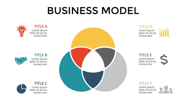 Vektor cirkel infografik, cyklus diagram, graf, præsentation diagram. Business koncept med 6 muligheder, dele, trin, processer. 16x9 dias . – Stock-vektor