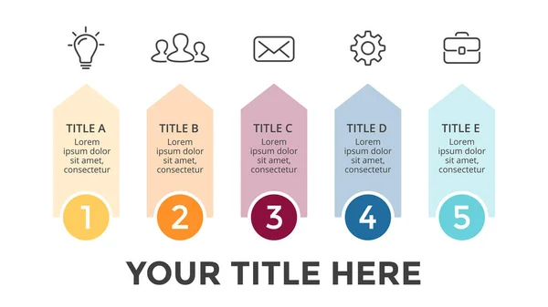 Vektorpfeile Infografik, Wachstumsdiagramm Diagramm, Leistungsdiagramm Präsentation. Geschäftsfortschrittskonzept mit 5 Optionen, Teilen, Schritten, Prozessen. 16x9 dunkle Folienvorlage. — Stockvektor
