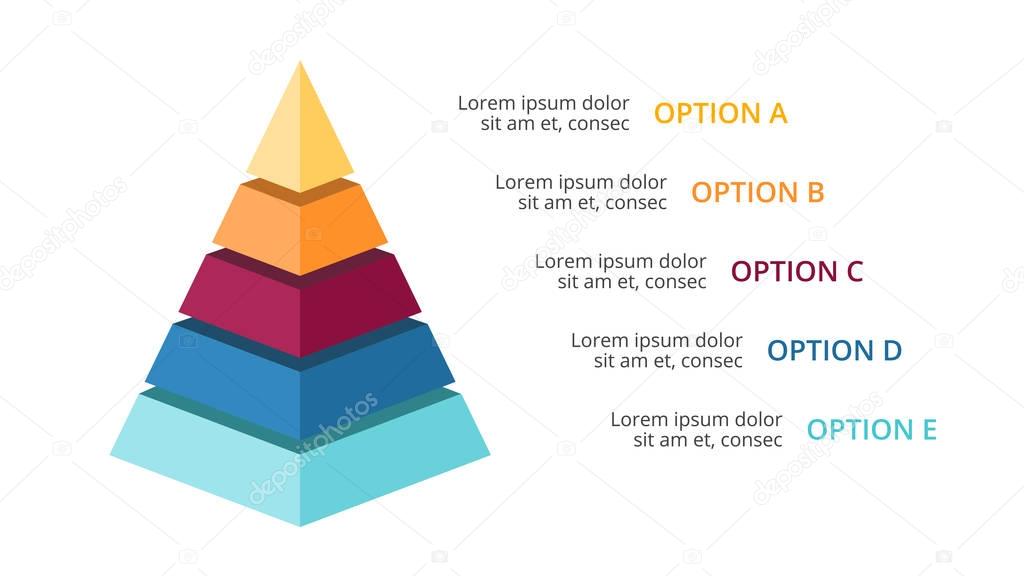 Vector 3d pirámide infografía, diagrama de crecimiento gráfico ...