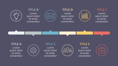 Daire okları zaman çizelgesi Infographic vektör, döngüsü diyagramı, grafik, sunu grafik. İş kavramı ile 7 seçenekleri, parçalar, adımları, işler. 16 x 9 Slayt şablonu.