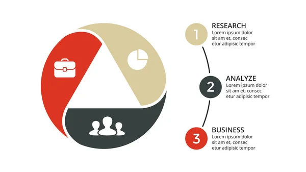 Vector círculo flechas triángulo infografía, diagrama de ciclo, gráfico, gráfico de presentación. Concepto de negocio con 3 opciones, partes, pasos, procesos. Plantilla deslizante . — Vector de stock