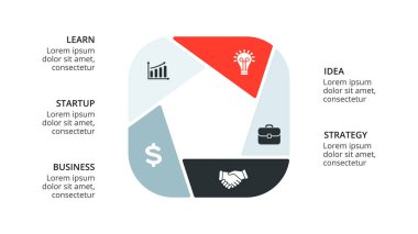 Daire okları Infographic vektör, döngüsü diyagramı, geometrik grafik, sunu grafik. İş kavramı ile 5, seçenekleri, parçalar, adımlar, işler. 16 x 9 Slayt şablonu.