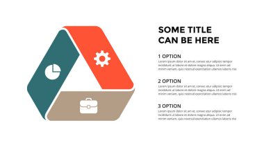 Daire okları Infographic vektör, döngüsü diyagramı, geometrik grafik, sunu grafik. İş kavramı ile 3 seçenekleri, parçalar, adımları, işler. 16 x 9 Slayt şablonu.