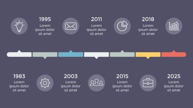Vektör okları zaman çizelgesi Infographic, diyagram grafik, grafik sunum. İş ilerleme kavramı ile 5 seçenekleri, parçalar, adımları, işler.