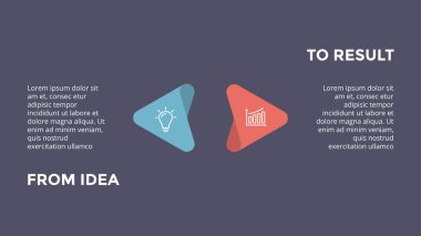 Daire okları Infographic vektör, döngüsü diyagramı, grafik, sunu grafik. İş kavramı ile 2 seçenekleri, parçalar, adımları, işler. Fikir için neden. 16 x 9 karanlık slayt şablonu.