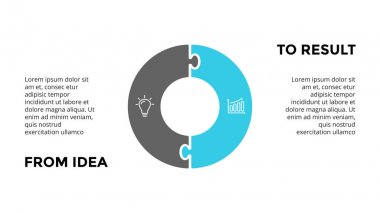 Vektör daire Infographic Bulmaca, döngüsü diyagramı, grafik, sunu grafik. İş kavramı ile 2 seçenekleri, parçalar, adımları, işler. Fikir için neden. 16 x 9 karanlık slayt şablonu.