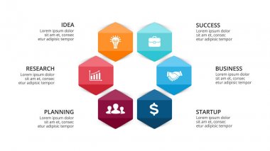 Daire okları Infographic vektör, döngüsü diyagramı, grafik, sunu grafik. İş kavramı ile 6 seçenekleri, parçalar, adımları, işler.