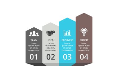 Vektör okları Infographic, diyagram grafik, grafik sunum. İş kavramı ile seçenekleri, parçalar, adımları, işler.