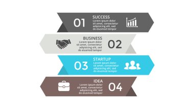 Vektör okları Infographic, diyagram grafik, grafik sunum. İş kavramı ile seçenekleri, parçalar, adımları, işler.