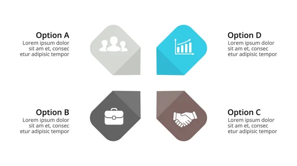 Infographie de flèches de cercle vectoriel, diagramme de cycle, graphique, diagramme de présentation. Concept d'entreprise avec 4 options, pièces, étapes, processus . — Image vectorielle