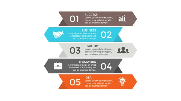 Vektorpfeile Infografik, Diagrammdiagramm, Diagrammdarstellung. Geschäftskonzept mit Optionen, Teilen, Schritten, Prozessen. — Stockvektor