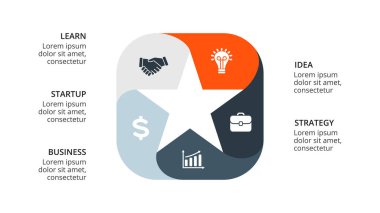 Daire okları Infographic vektör, döngüsü diyagramı, geometrik grafik, sunu grafik. İş kavramı ile 5, seçenekleri, parçalar, adımlar, işler. 16 x 9 Slayt şablonu.