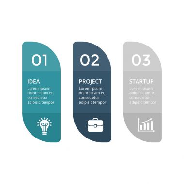 Vektör Etiketler Infographic, diyagram, grafik, sunu grafik. İş kavramı ile 3 çıkartmaları seçenekleri, parçalar, adımları, işler. Soyut afiş.