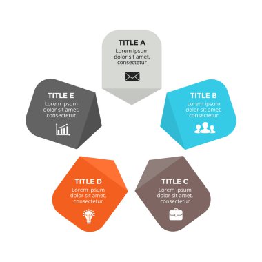 Daire okları Infographic vektör, döngüsü diyagramı, grafik, sunu grafik. İş kavramı ile 5 seçenekleri, parçalar, adımları, işler.