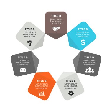 Daire okları Infographic vektör, döngüsü diyagramı, grafik, sunu grafik. İş kavramı ile 7 seçenekleri, parçalar, adımları, işler.