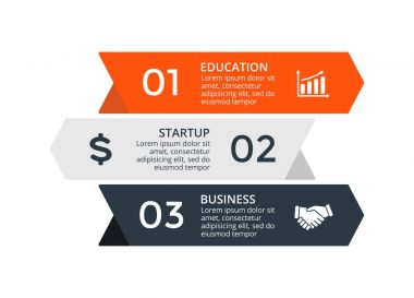 Vektör kadar merdiven okları Infographic, diyagram grafik, grafik sunum. İş büyüme kavramı ile 3 seçenekleri, parçalar, adımları, işler.
