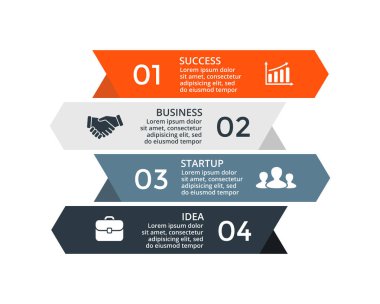 Vektör kadar merdiven okları Infographic, diyagram grafik, grafik sunum. İş büyüme kavramı ile 4 seçenekleri, parçalar, adımları, işler.