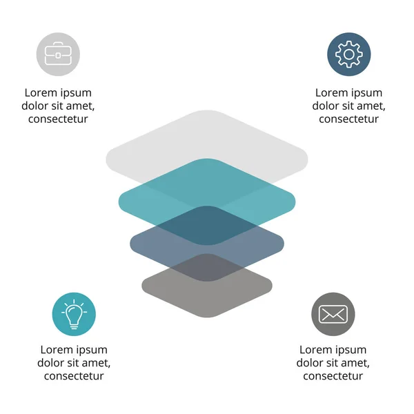 Infographie vectorielle abstraite du signal, diagramme de cycle, graphique, diagramme de présentation. Concept d'entreprise avec 4 options, pièces, étapes, processus . — Image vectorielle