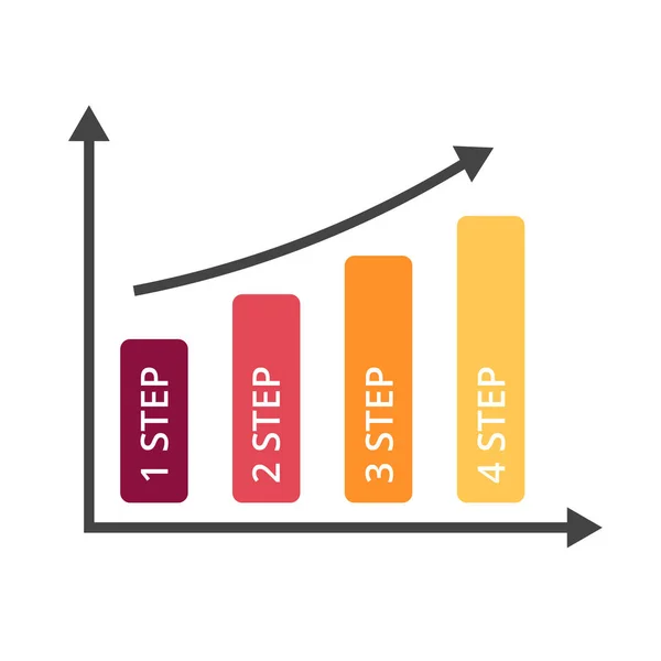 Vektorový infographic šipky, diagram graf, graf prezentaci. Obchodní růst úspěch koncept s 4 možnosti, díly, kroky, zpracuje. Výkon sloupce. — Stockový vektor