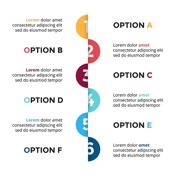 Setas vetoriais semicírculos linha do tempo infográfico, diagrama gráfico, apresentação do gráfico. Conceito de progresso de negócios com 6 opções, peças, etapas, processos . — Vetor de Stock