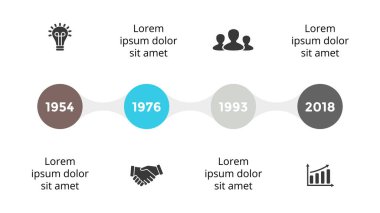 Vektör metaball zaman çizelgesi Infographic, diyagram grafik, grafik sunum. İş ilerleme kavramı ile 4 seçenekleri, parçalar, adımları, işler.