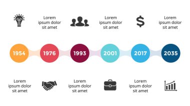 Vektör metaball zaman çizelgesi Infographic, diyagram grafik, grafik sunum. İş ilerleme kavramı ile 6 seçenekleri, parçalar, adımları, işler.