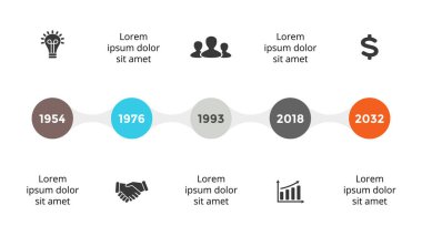 Vektör metaball zaman çizelgesi Infographic, diyagram grafik, grafik sunum. İş ilerleme kavramı ile 5 seçenekleri, parçalar, adımları, işler.