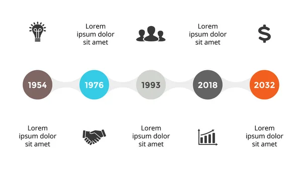 Vector metaball tijdlijn infographic, diagram, grafiek, grafiek presentatie. Vooruitgang bedrijfsconcept met 5 opties, onderdelen, stappen, verwerkt. — Stockvector