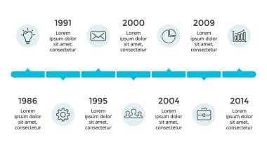 Vektör okları daireler zaman çizelgesi Infographic, diyagram grafik, grafik sunum. İş ilerleme kavramı ile 7 seçenekleri, parçalar, adımları, işler.