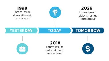 Vektör okları daireler zaman çizelgesi Infographic, diyagram grafik, grafik sunum. İş ilerleme kavramı ile 3 seçenekleri, parçalar, adımları, işler.