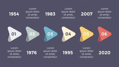 Vektör metaball üçgen zaman çizelgesi Infographic, diyagram grafik, grafik sunum. İş ilerleme kavramı ile 6 seçenekleri, parçalar, adımları, işler. Karanlık slayt 16 x 9.
