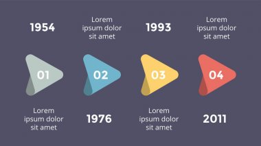Vektör metaball üçgen zaman çizelgesi Infographic, diyagram grafik, grafik sunum. İş ilerleme kavramı ile 4 seçenekleri, parçalar, adımları, işler. Karanlık slayt 16 x 9.