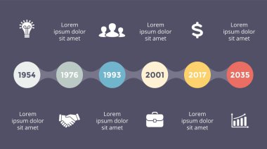 Vektör metaball üçgen zaman çizelgesi Infographic, diyagram grafik, grafik sunum. İş ilerleme kavramı ile 6 seçenekleri, parçalar, adımları, işler. Karanlık slayt 16 x 9.