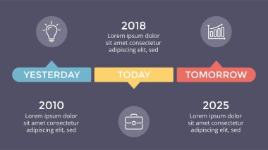Vektör metaball üçgen zaman çizelgesi Infographic, diyagram grafik, grafik sunum. İş ilerleme kavramı ile 3 seçenekleri, parçalar, adımları, işler. Karanlık slayt 16 x 9.