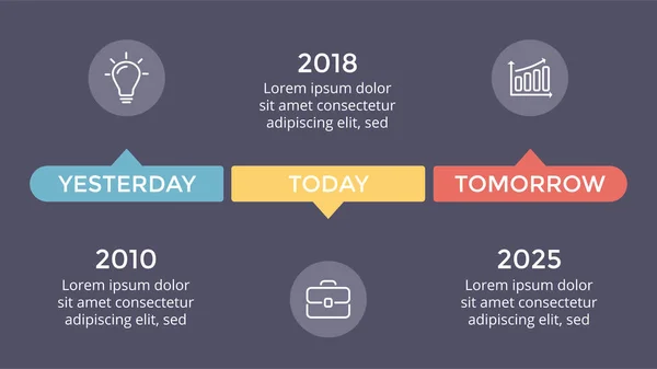 Vector metaball triangles timeline infographic, diagram chart, graph presentation. Business progress concept with 3 options, parts, steps, processes. Dark slide 16x9. — Stock Vector