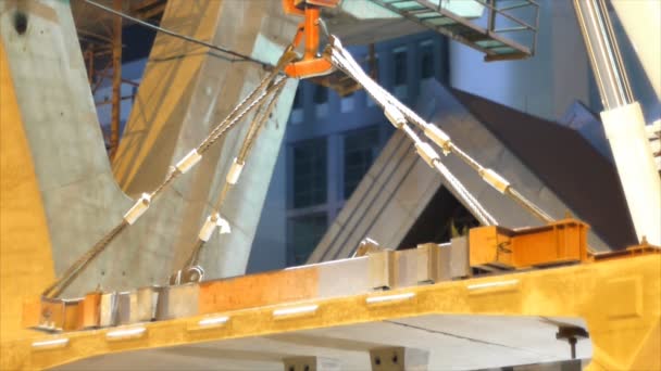 Grue Levage Grande Barre Ciment Sur Site Construction Bangkok Thaïlande — Video