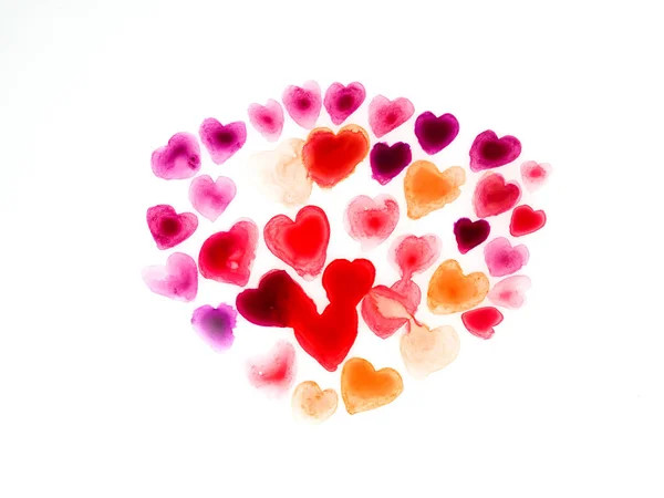 Akvarelem tvaru srdce na bílém — Stock fotografie
