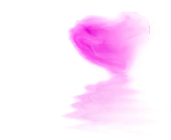 Watercolor of heart shape with ripple reflection on white — Stock Photo, Image