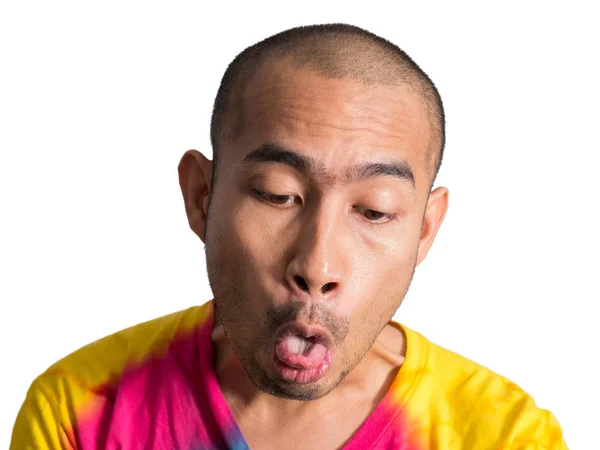 Hombre asiático a punto de vomitar aislado sobre fondo blanco —  Fotos de Stock