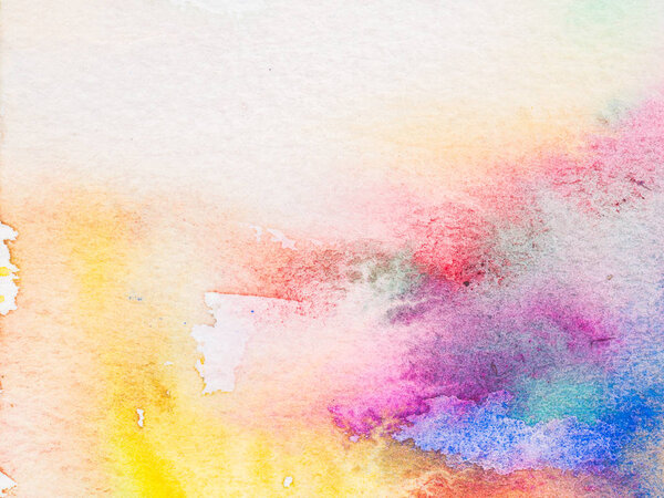 Closeup color and texture of hand painted watercolor on paper